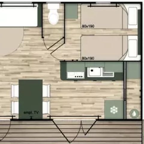 Stacaravan 6 personen - Comfort Cottage 3 Kamers 4/6 Personen Airconditioning + TV