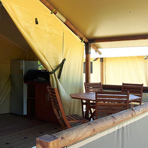 Canvas and wooden tent 5 persons - Ecolodge Freeflower confort 2 bedrooms 30m² - without bathroom 5 pers