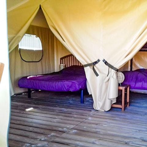Tente en toile et en bois 5 personnes - Ecolodge Freeflower confort 2 chambres 30m² - sans sanitaires 5 pers