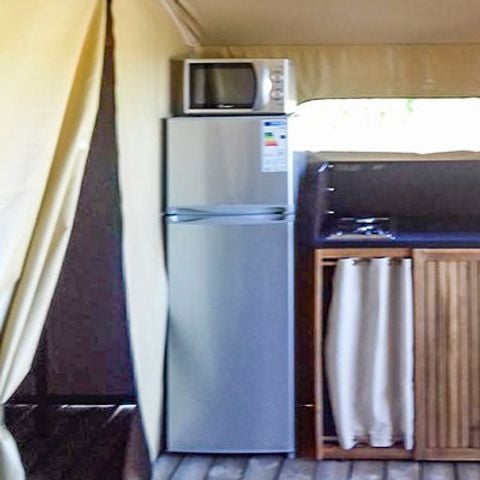 Tente en toile et en bois 5 personnes - Ecolodge Freeflower confort 2 chambres 30m² - sans sanitaires 5 pers