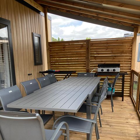 MOBILHOME 10 personnes - Mobil-home Tribu Premium 5 chambres + terrasse 44m² + TV + LV + clim + plancha + 2 SDB 10 pers