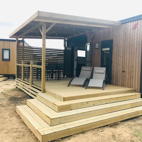 Stacaravan 2 personen - Mobile-home Premium 22 m² 1 slaapkamer + terras 17m² + TV + LV + Airconditioning + Plancha 2 pers