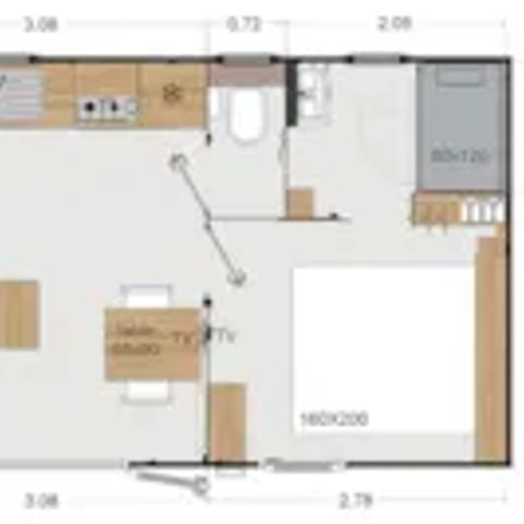 MOBILHOME 2 personnes - Premium 22 m² 1 chambre + terrasse 17m² + TV + LV + Climatisation + Plancha