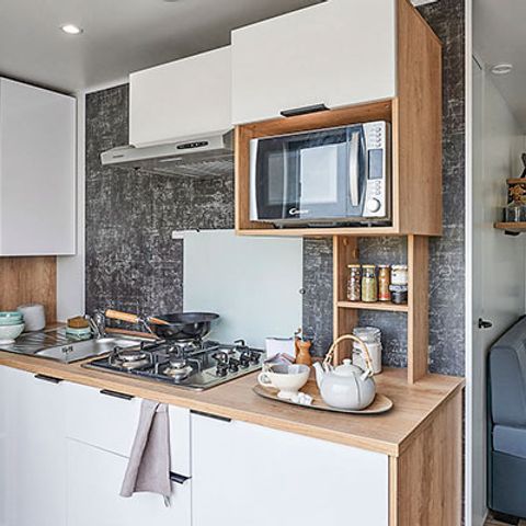 Mobile home 6 persons - Mobile-home Premium 38 m² 3 bedrooms + terrace 21m² + TV + LV + air conditioning + plancha + 2 bathrooms 6 pers