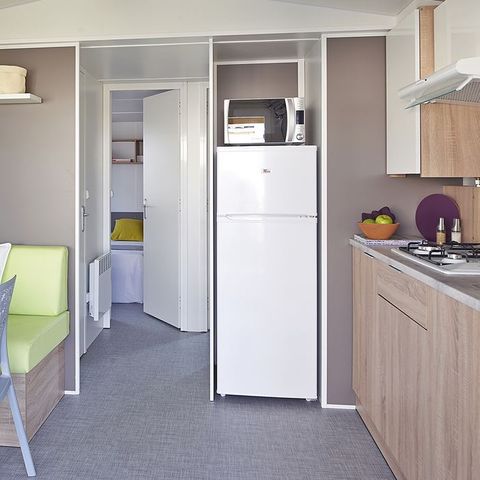 Stacaravan 4 personen - 2 slaapkamers met uitzicht op de vijver