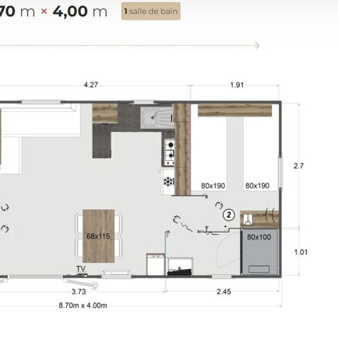 Mobilhome 4 personnes - 32m² - 2 chambres