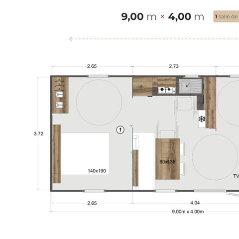 Casa mobile 4 persone - 33 m² - 2 camere - Da letto - Accessibile alle persone con mobilità ridotta - Marguerite