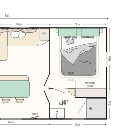 MOBILHOME 4 personas - 3 tréboles 2 dormitorios 1 baño