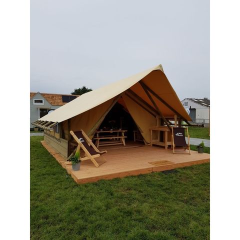 TENDA IN TELA E LEGNO 5 persone - Crusoe con servizi igienici. Arrivo alle 16:00 Partenza alle 10:00. Massimo