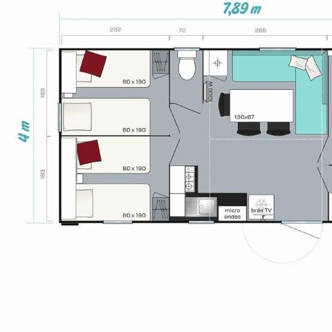 Mobile home 6 persons - MH3 sleeps 6 31.5 sqm