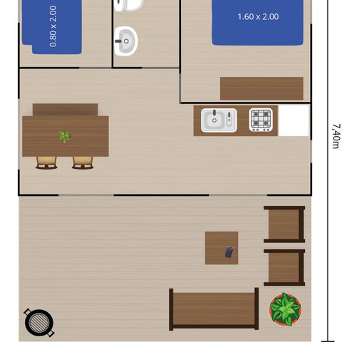 Tente en toile et en bois 4 personnes - Safaritent sanitaire