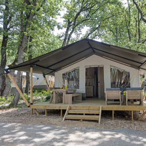 TENTE TOILE ET BOIS 6 personnes - Aminess Maravea - Tente Safari + sanitaires (6P)