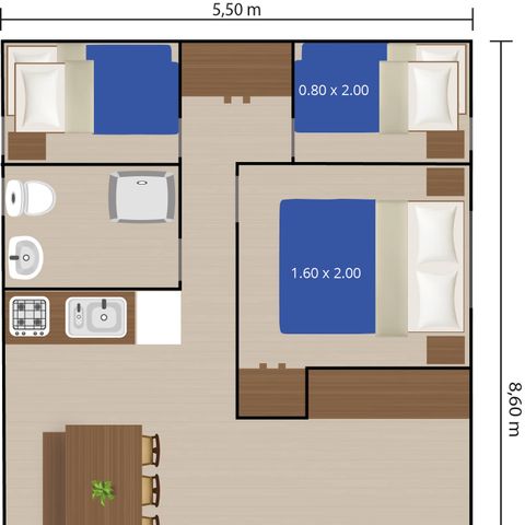 TENDA IN TELA E LEGNO 6 persone - Aminess Maravea - Tenda Safari + servizi igienici (6P)