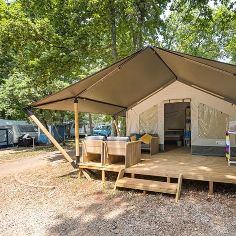 TENTE TOILE ET BOIS 5 personnes - Aminess Maravea - Tente Safari Confort + climatisation