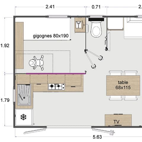 CASA MOBILE 4 persone - Comfort - 2 camere da letto - TV