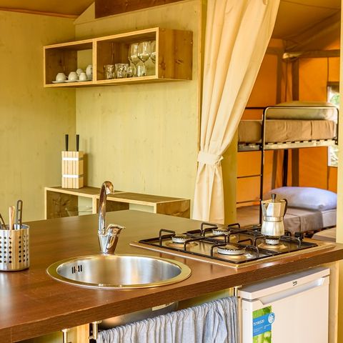 Tienda de lona y madera 5 personas - Casa rural