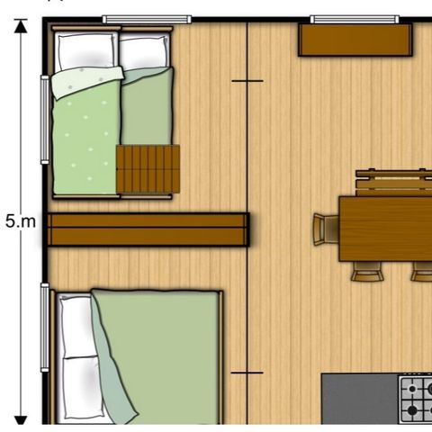 Canvas and wooden tent 5 persons - Woody Tent 25m² 2Bedrooms WITHOUT SANITATION