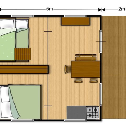 Canvas and wooden tent 5 persons - Woody Tent 25m² 2Bedrooms WITHOUT SANITATION