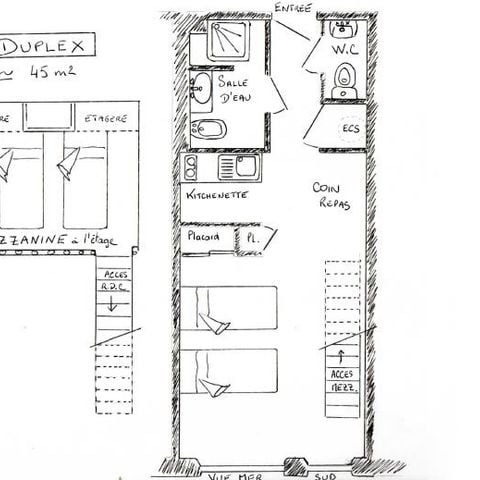 Studio 4 personnes - Duplex - Vue sur Mer