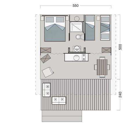 Tent van canvas en hout 5 personen - LODGE TENT