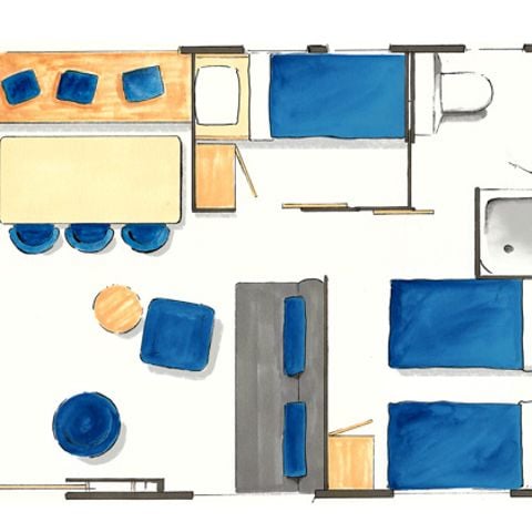 MOBILHOME 6 personnes - PREMIUM 3 CH 6 PERS