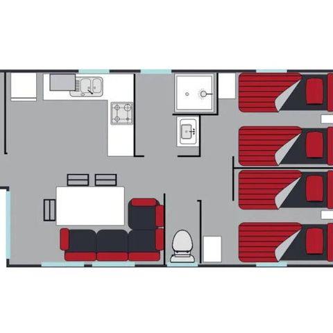 Mobile home 6 persons - Mobile-home | Comfort | 3 Bedrooms | 6 Pers. | Single terrace | TV