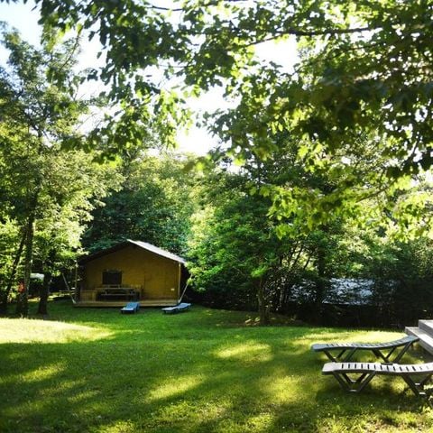 tent 6 personen - Lodge tent FONT DE GAUME 48 m² met sanitair 6 pers