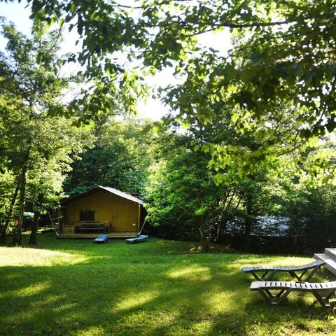 Tent 6 personen - Lodge tent FONT DE GAUME 48 m² met sanitair 6 pers