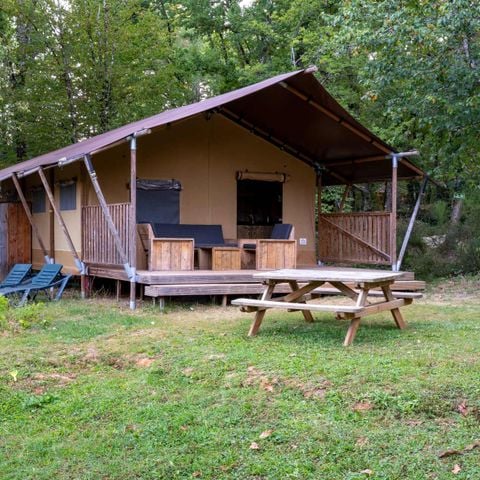Zelt 6 personen - Zelt Lodge FONT DE GAUME 48 m² mit Sanitäranlagen 6 Pers.