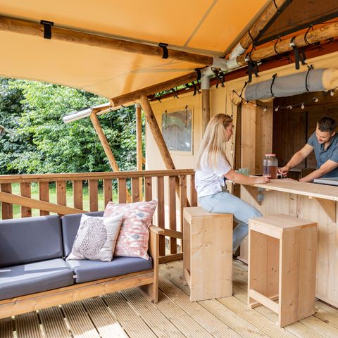 Tenda 6 persone - Tenda lodge NEANDERTAL 55m² con servizi igienici per 6 persone