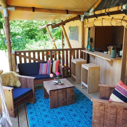 Tenda 6 persone - Tenda lodge NEANDERTAL 55m² con servizi igienici per 6 persone