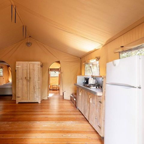 Tenda 6 persone - Tenda lodge GRAND ROC 50 m² con servizi igienici per 6 persone