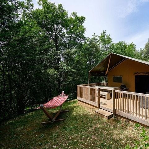 Zelt 6 personen - Lodge-Zelt GRAND ROC 50 m² mit Sanitäranlagen 6 Pers.