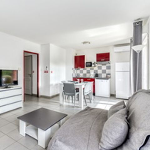 Studio 6 personen - Studio voor 6 personen met slaapgedeelte met airconditioning