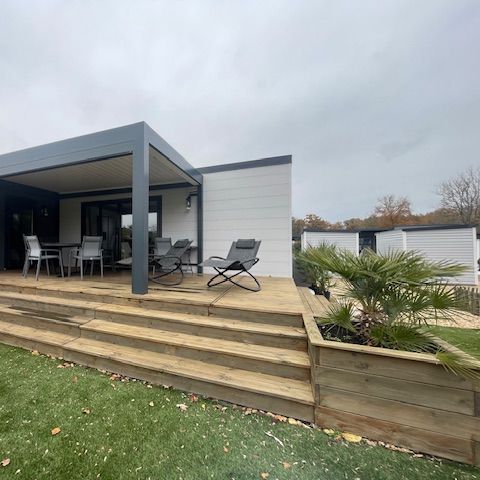 Bungalow 4 personen - Ecolodge Luxe 2 slaapkamers met airconditioning (IMMOBILHOME) toegang zwembad inbegrepen