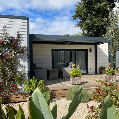 Stacaravan 6 personen - COSY ECOLODGE (DF17) 3CH - CLIM - ZWEMBAD/JACUZZI - WIFI - 2 TERRACES 6 pers