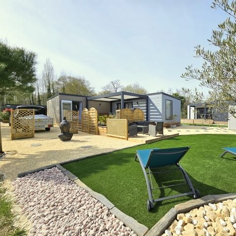 MOBILE HOME 8 people - ECOLODGE FAMILIAL (DF31) 3BED - 2BATH - AIR CONDITIONING - WIFI - SWIMMING POOL/JACUZZI - 2 TERRACES