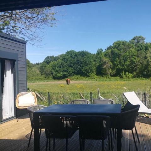 MOBILHOME 6 personnes - ECOLODGE AU CALME (DF20) 3 CH - 2 SDB - 2 TERRASSES - CLIM - WIFI 6 pers