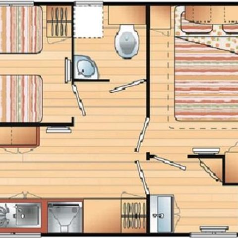 Stacaravan 6 personen - Saphir Panoramic 2 slaapkamers