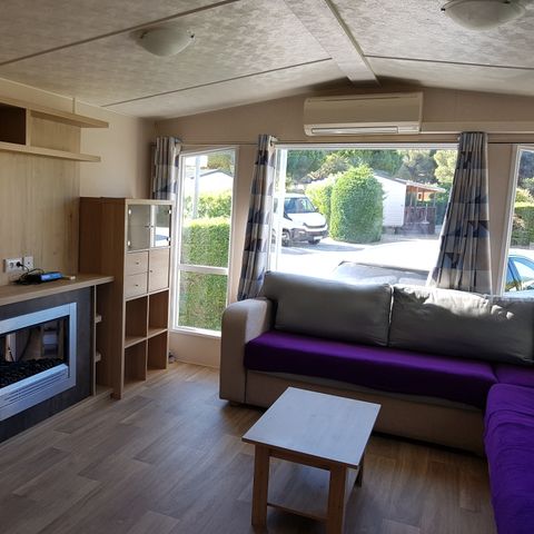 MOBILHOME 5 personas - 2 dormitorios - 1 cuarto de ducha - (Aire acondicionado, TV, Lavavajillas, Lavadora) - Terraza cubierta cerrada - 011
