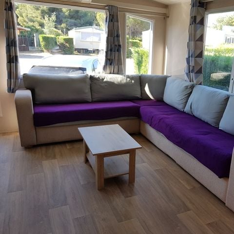 MOBILHOME 5 personnes - 2 chambres - 1 salle d'eau - (Clim, TV, Lave-vaisselle, Lave-linge) - Terrasse fermée couverte - 011
