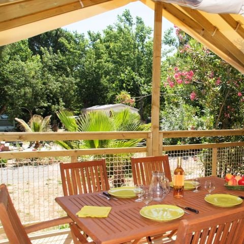 Tente en toile et en bois 5 personnes - Caba'nature 3 Pièces 5 Personnes