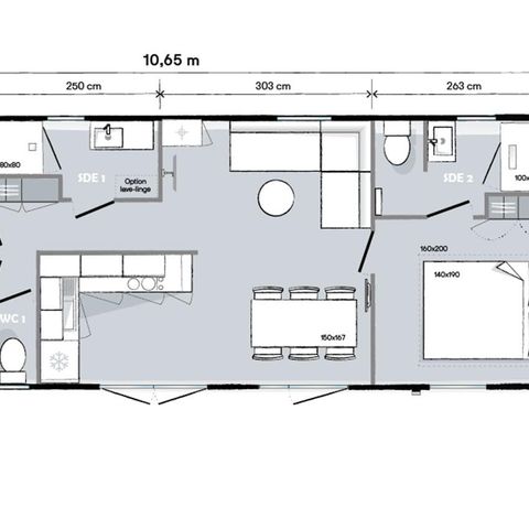 CASA MOBILE 6 persone - Cottage Comfort da 40 m² - 3 camere da letto + terrazza semicoperta + TV + 2 bagni + vista sul lago - 6 persone