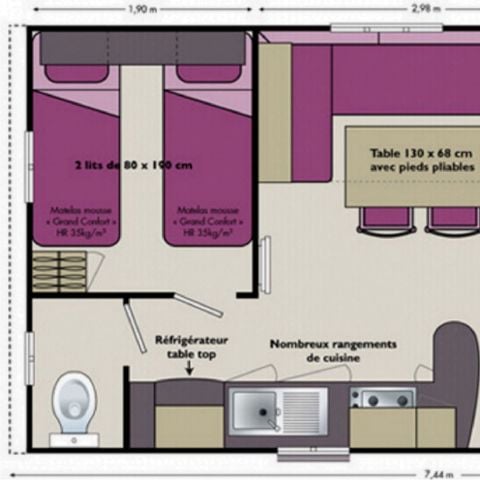 Mobile home 4 persons - MH2 CONFORT+ 27m2