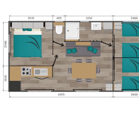 MOBILHOME 6 personas - 34m² 3 dormitorios 6pers