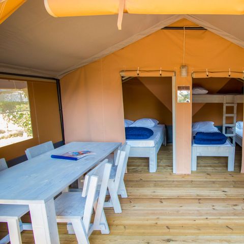 Tenda in tela e legno 5 persone - Porto Sole - Tenda Safari Comfort + aria condizionata