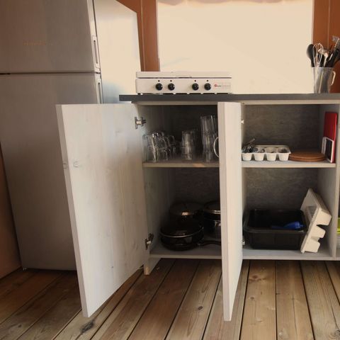 TIENDA DE LONA Y MADERA 5 personas - Porto Sole - Tienda Safari Confort + aire acondicionado