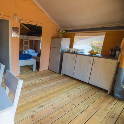 Tenda in tela e legno 5 persone - Porto Sole - Tenda Safari Comfort + aria condizionata