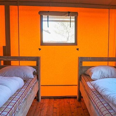 TENDA IN TELA E LEGNO 6 persone - Tenda Safari Lodge | 3 Camere da letto | 6 Persone | Terrazza rialzata | Aria condizionata