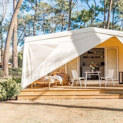 BUNGALOW DE LONA 4 personas - Coco Sweet | 2 Dormitorios | 4 Pers | Terraza elevada | Sin baño | Aire acondicionado